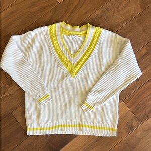 The Upside V-Neck Sweater in Yellow and White